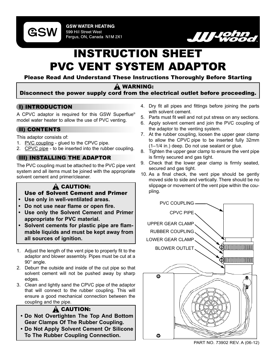 Instruction sheet pvc vent system adaptor | John Wood Superflue Power Vent (before FVIR technology) User Manual | Page 21 / 21