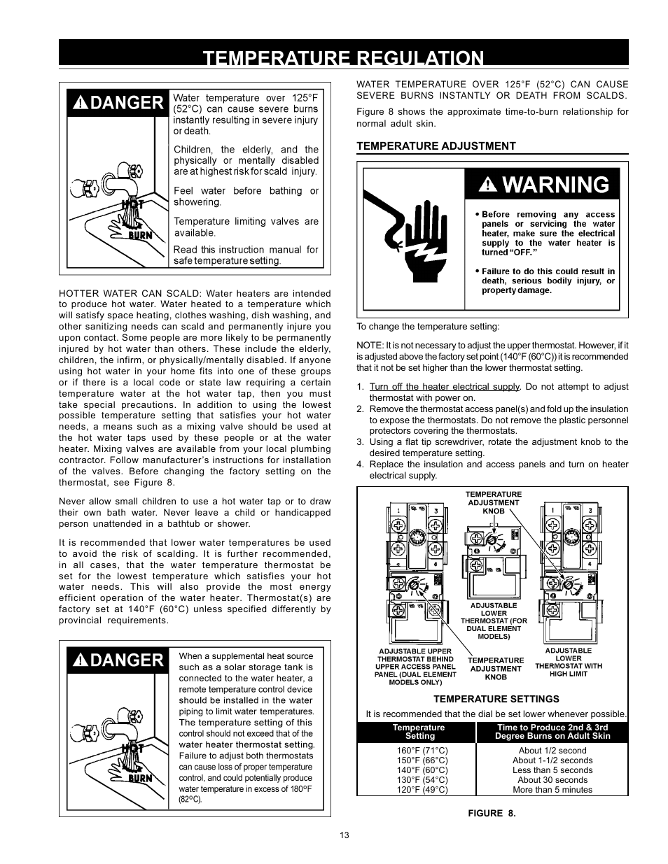 Temperature regulation | John Wood Electric Water Heaters - NEW User Manual | Page 13 / 28