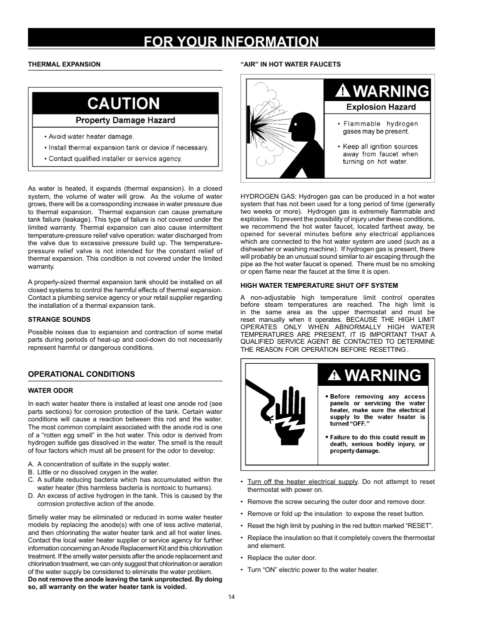 For your information | John Wood Electric Water Heaters - NEW User Manual | Page 14 / 28