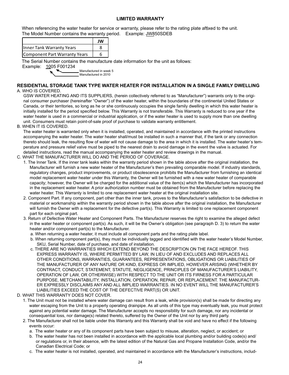 John Wood Electric Water Heaters - NEW User Manual | Page 24 / 28