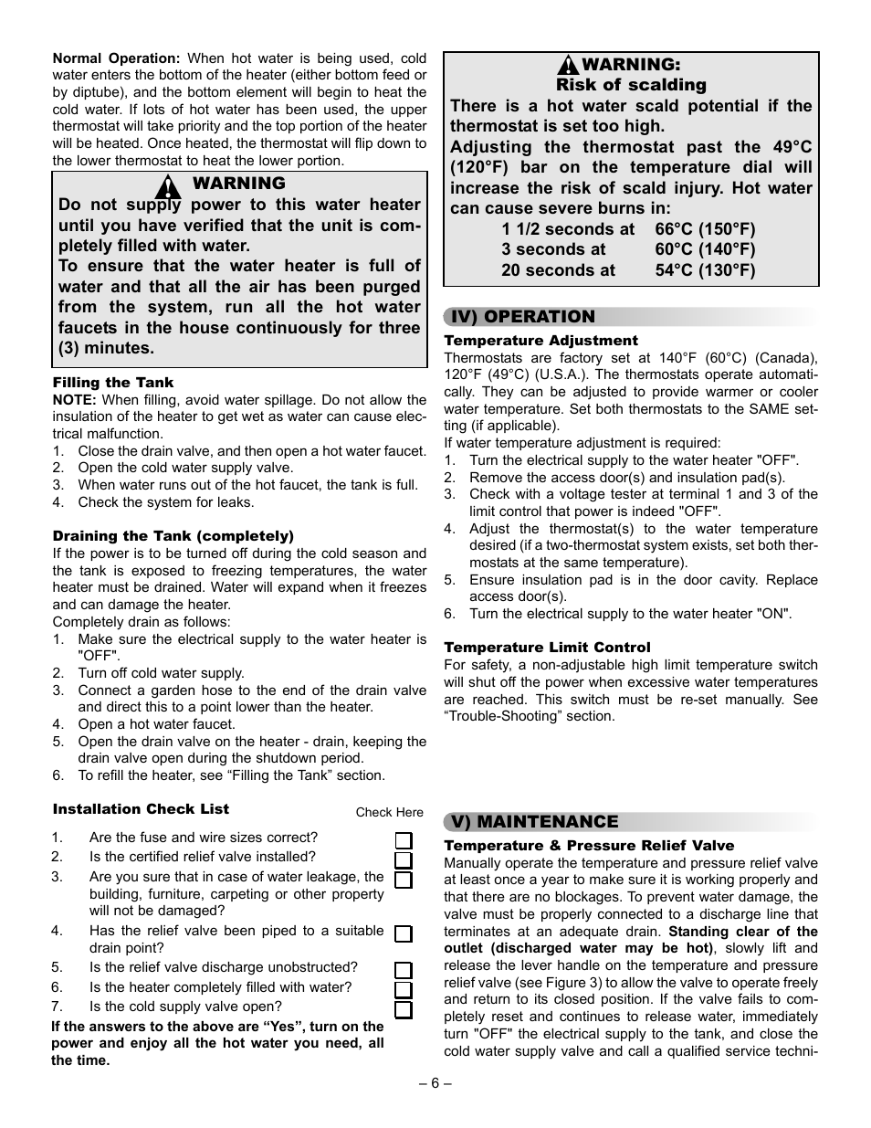 John Wood SpaceSaver (all models except 2.5 Gallon) User Manual | Page 6 / 12