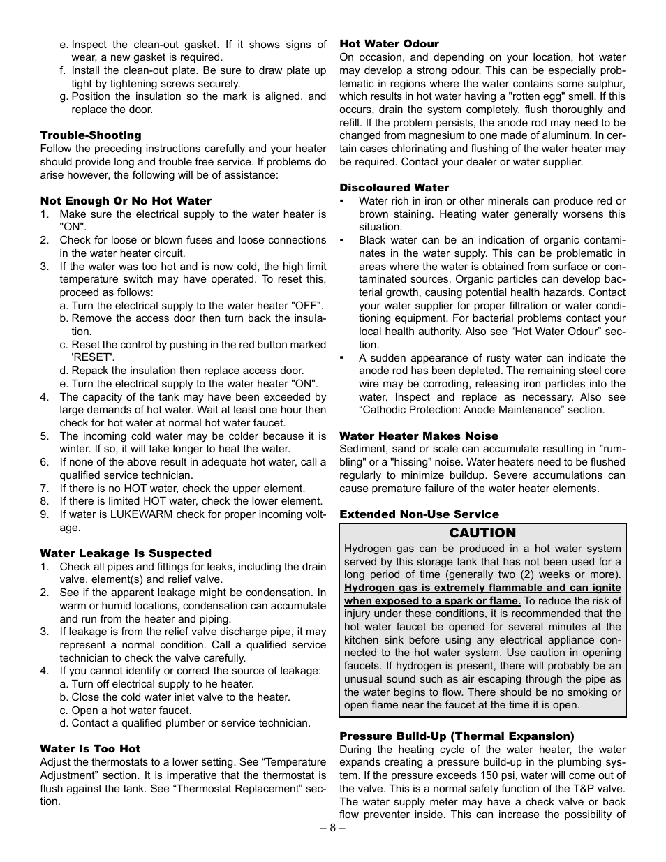 John Wood SpaceSaver (all models except 2.5 Gallon) User Manual | Page 8 / 12