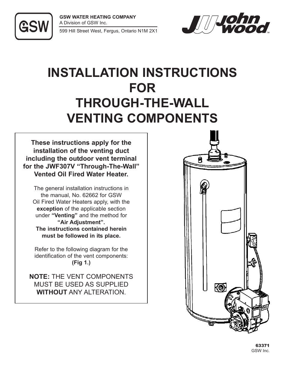 John Wood Oil-Fired Direct Vent User Manual | 9 pages