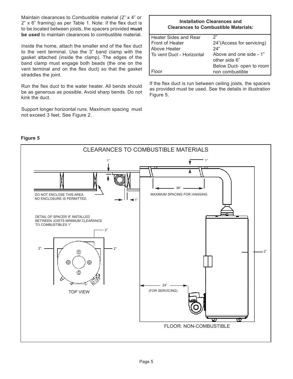 Clearances to combustible materials | John Wood Oil-Fired Direct Vent User Manual | Page 6 / 9