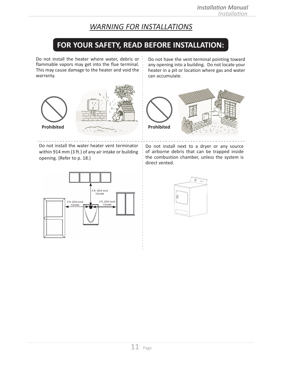 Installation installation manual | John Wood Takagi - 240H-340H-540H User Manual | Page 11 / 60