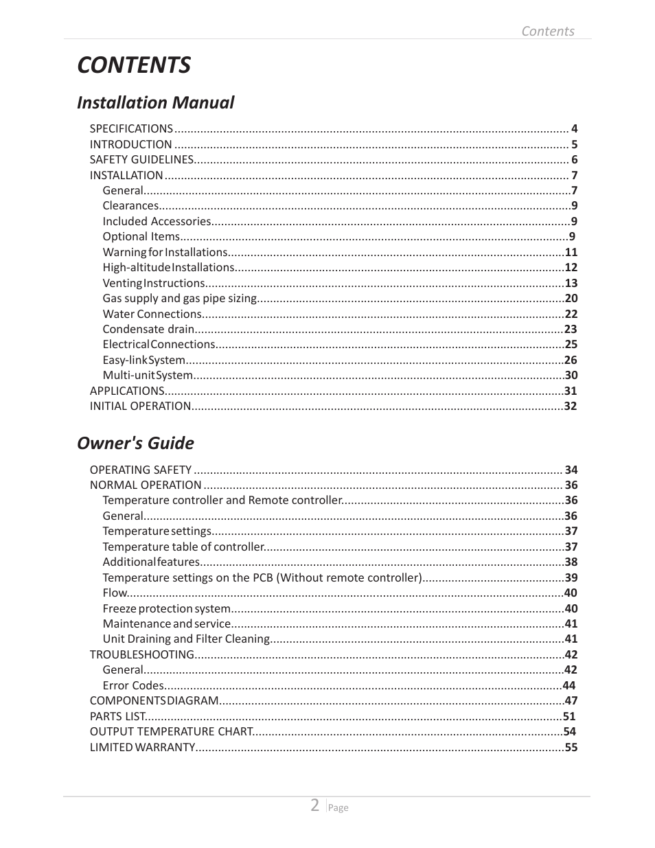 John Wood Takagi - 240H-340H-540H User Manual | Page 2 / 60