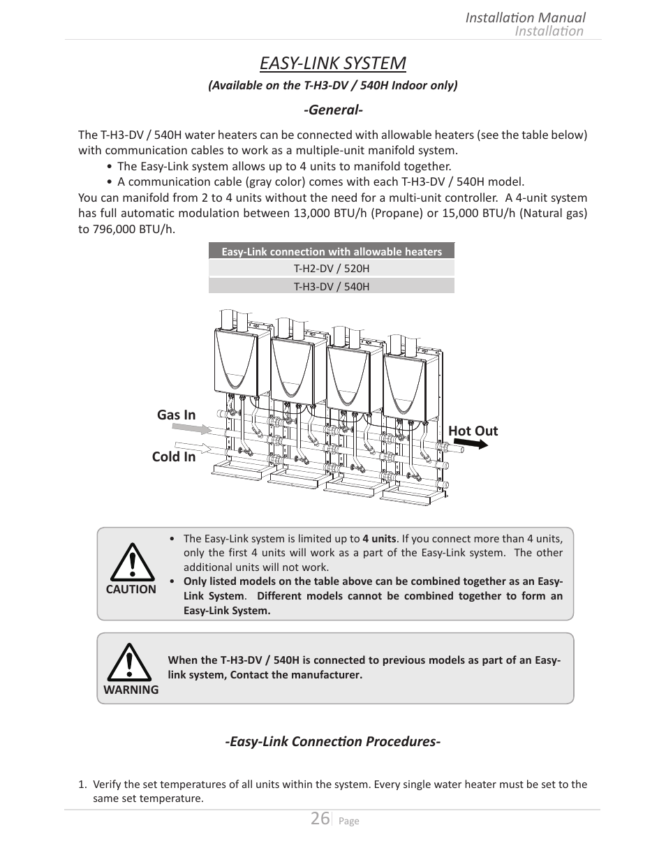 Easy-link system | John Wood Takagi - 240H-340H-540H User Manual | Page 26 / 60