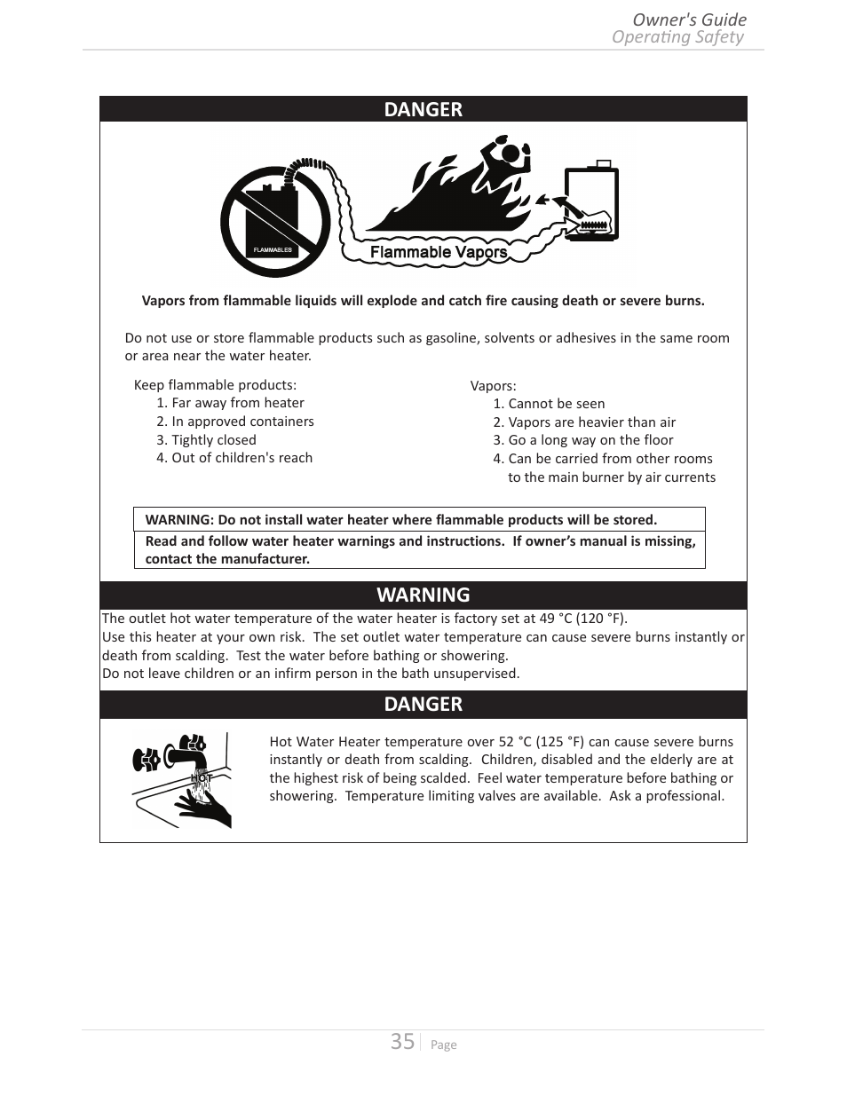 Danger, Warning | John Wood Takagi - 240H-340H-540H User Manual | Page 35 / 60