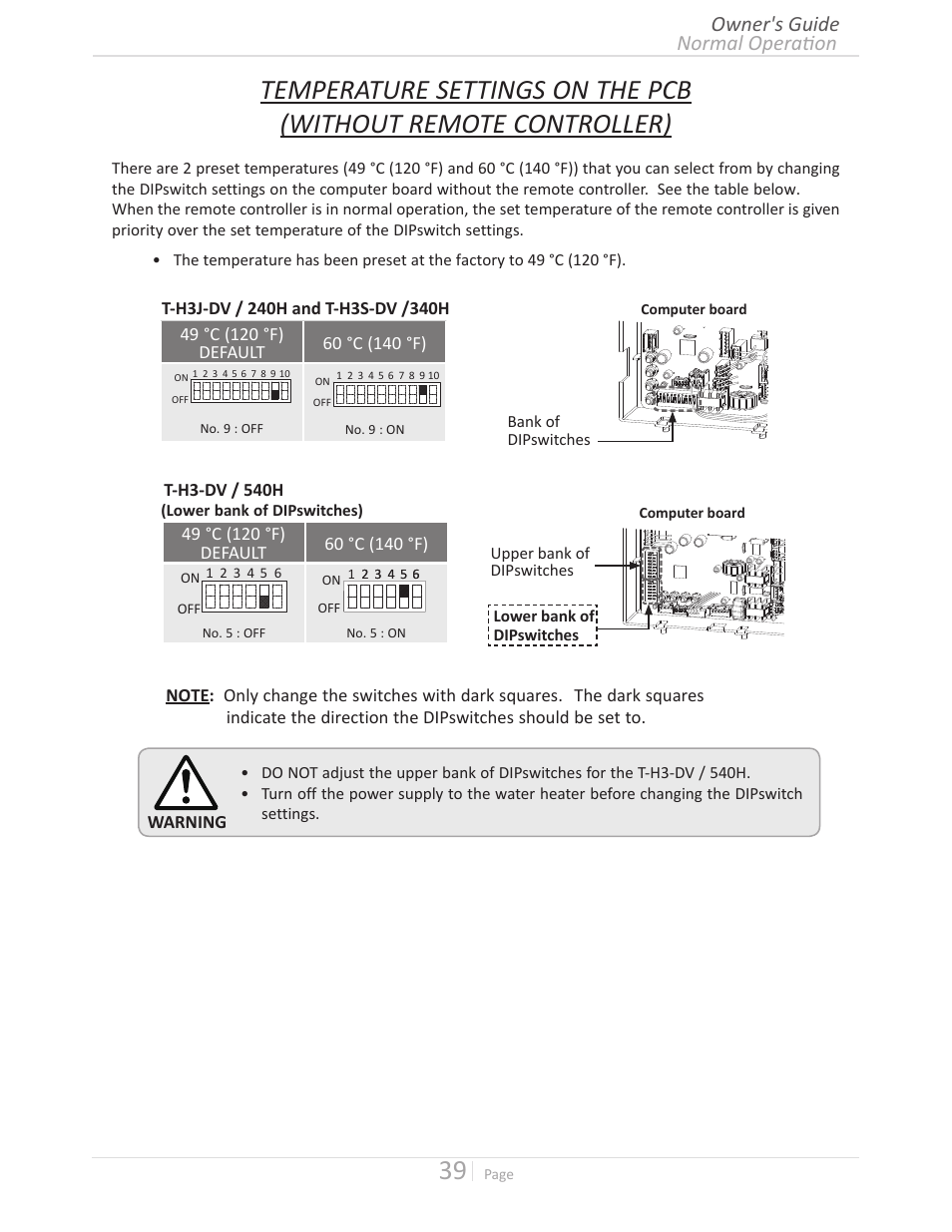 Normal operation owner's guide | John Wood Takagi - 240H-340H-540H User Manual | Page 39 / 60