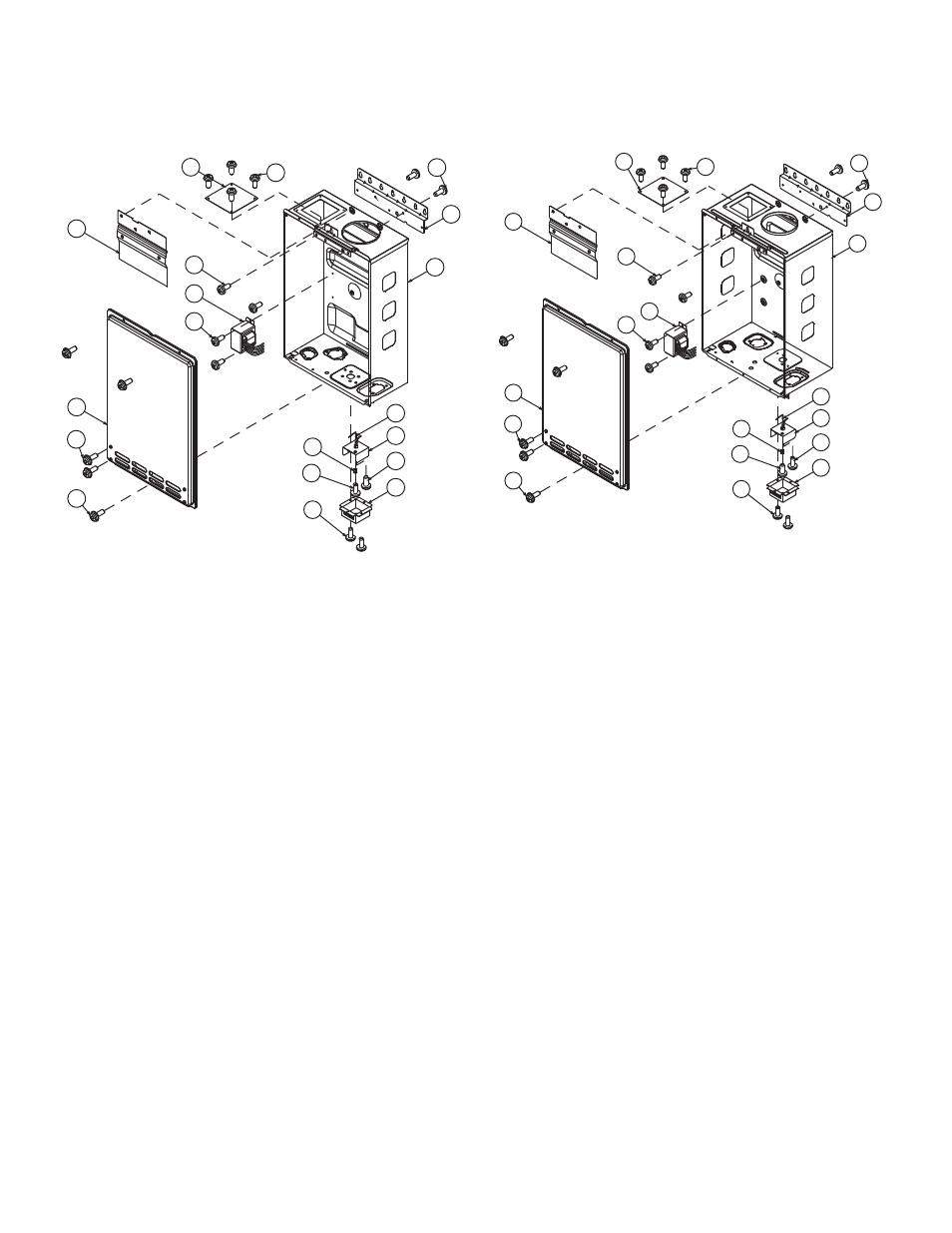 Components diagram case assembly | John Wood Takagi - 110-310-510 User Manual | Page 34 / 44