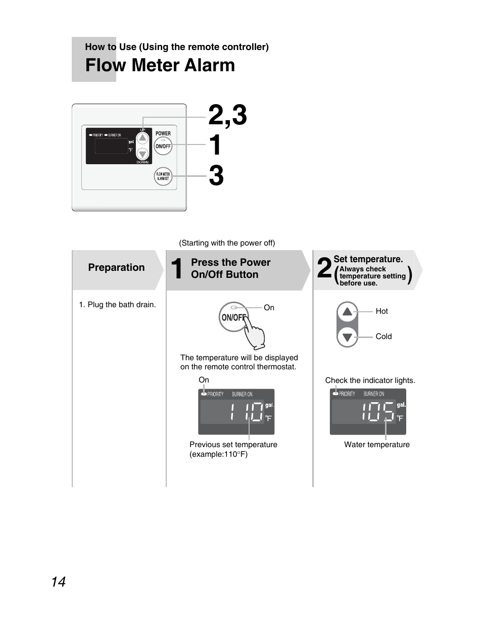 Flow meter alarm | John Wood Noritz N-069M_N-069S User Manual | Page 14 / 66