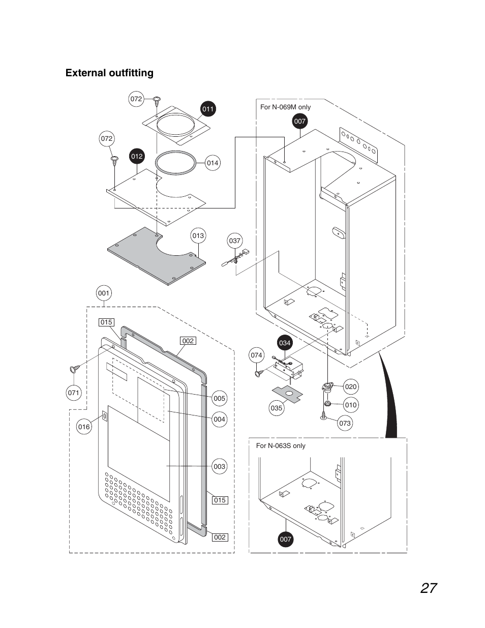 Parts breakdown, External outfitting | John Wood Noritz N-069M_N-069S User Manual | Page 27 / 66