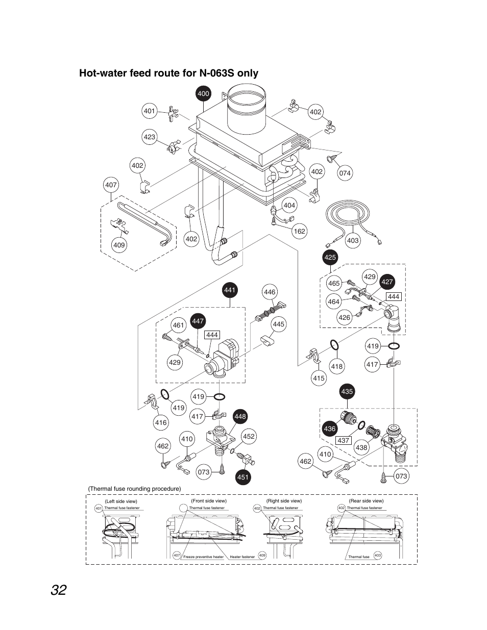 Hot-water feed route for n-063s only | John Wood Noritz N-069M_N-069S User Manual | Page 32 / 66