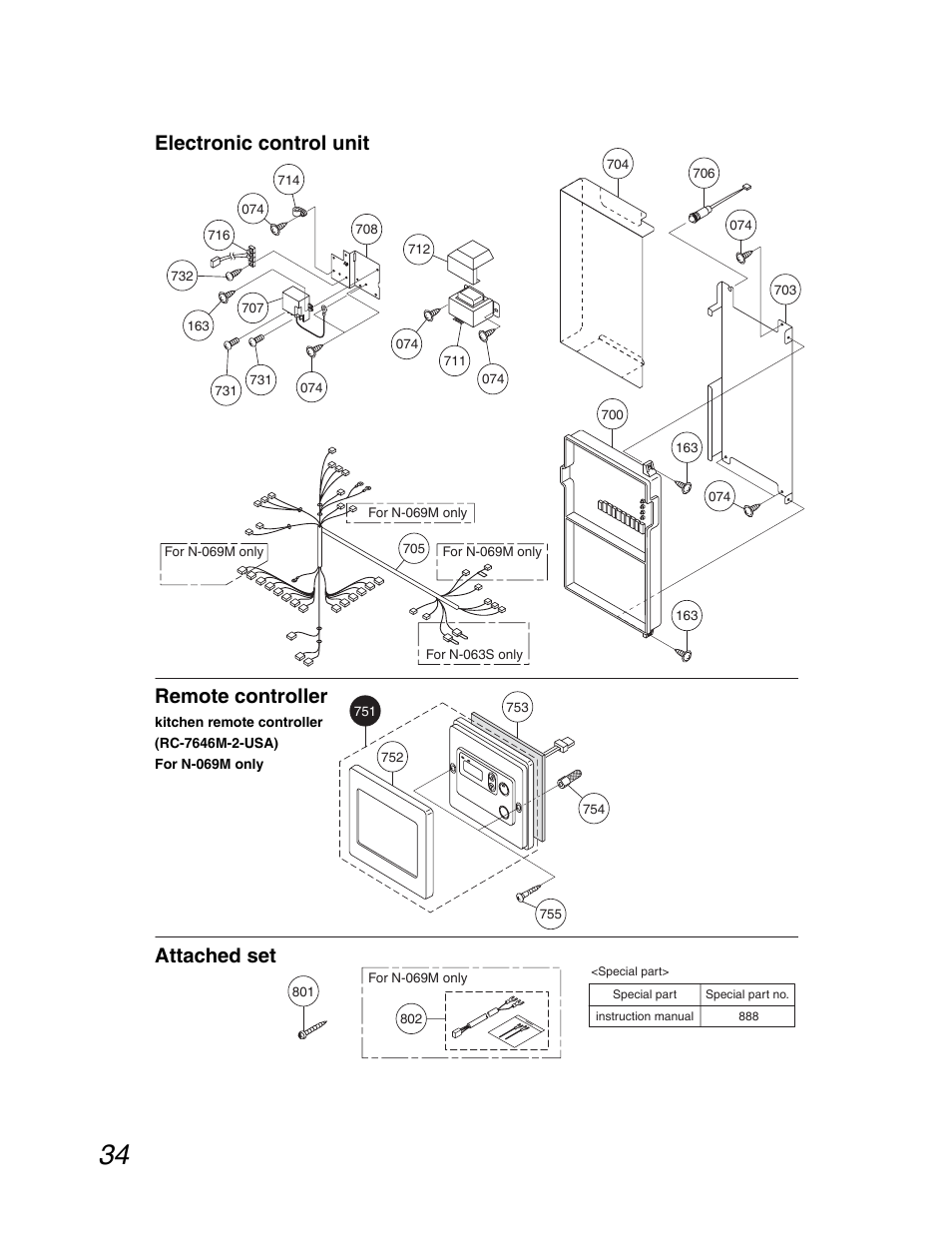 Electronic control unit remote controller, Attached set | John Wood Noritz N-069M_N-069S User Manual | Page 34 / 66