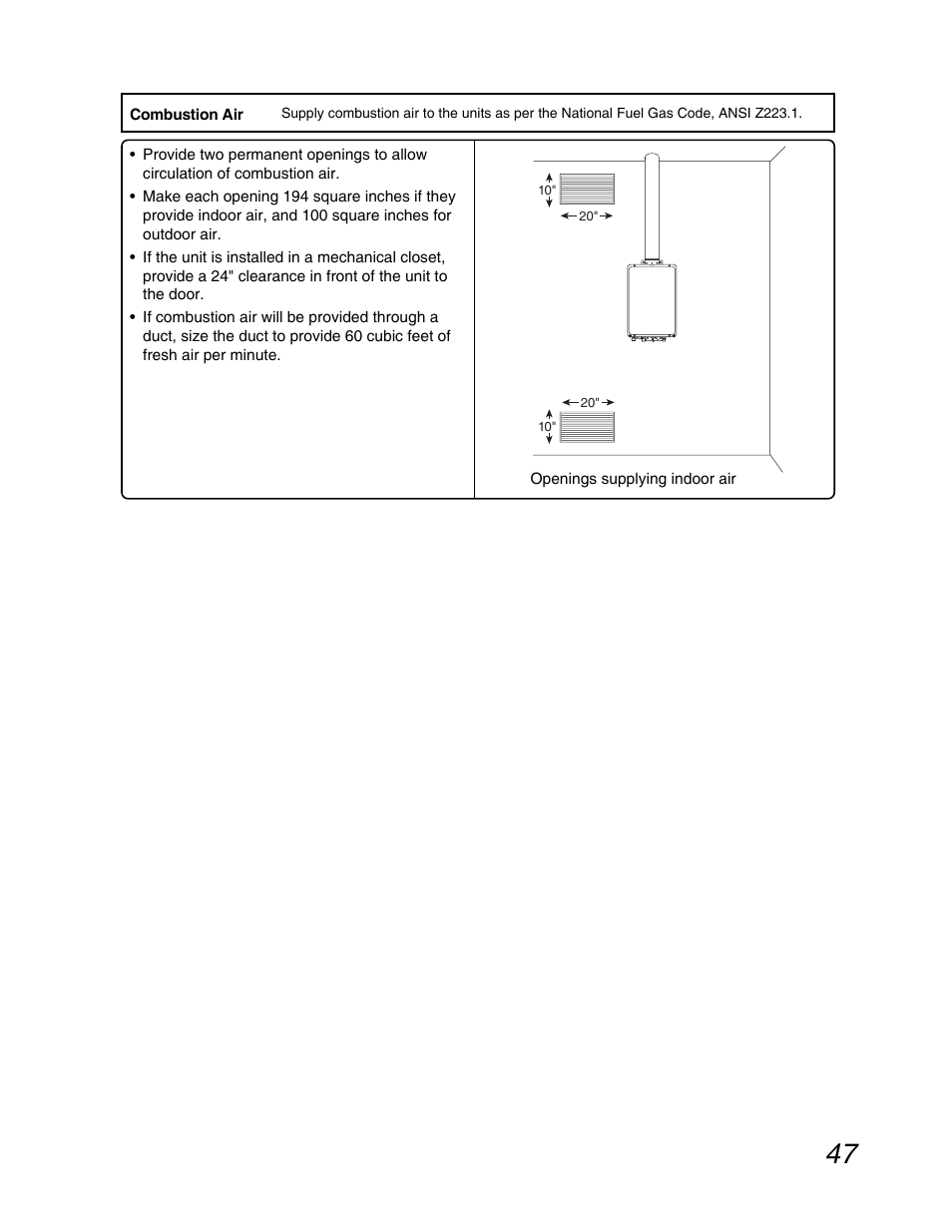 Combustion air | John Wood Noritz N-069M_N-069S User Manual | Page 47 / 66