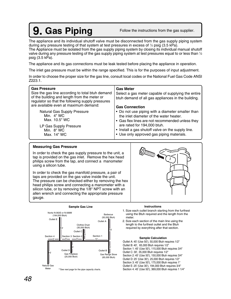 Gas piping | John Wood Noritz N-069M_N-069S User Manual | Page 48 / 66