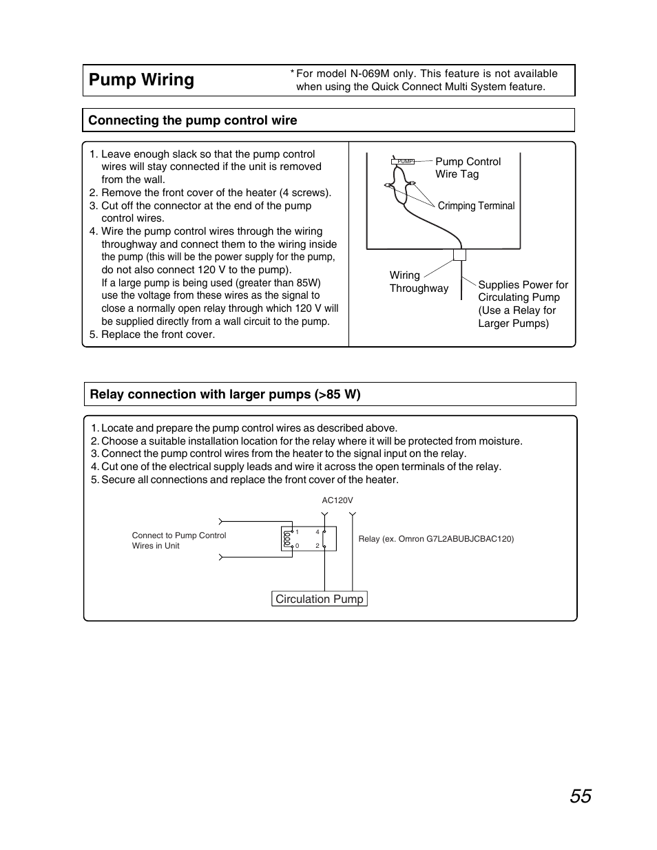 Pump wiring | John Wood Noritz N-069M_N-069S User Manual | Page 55 / 66