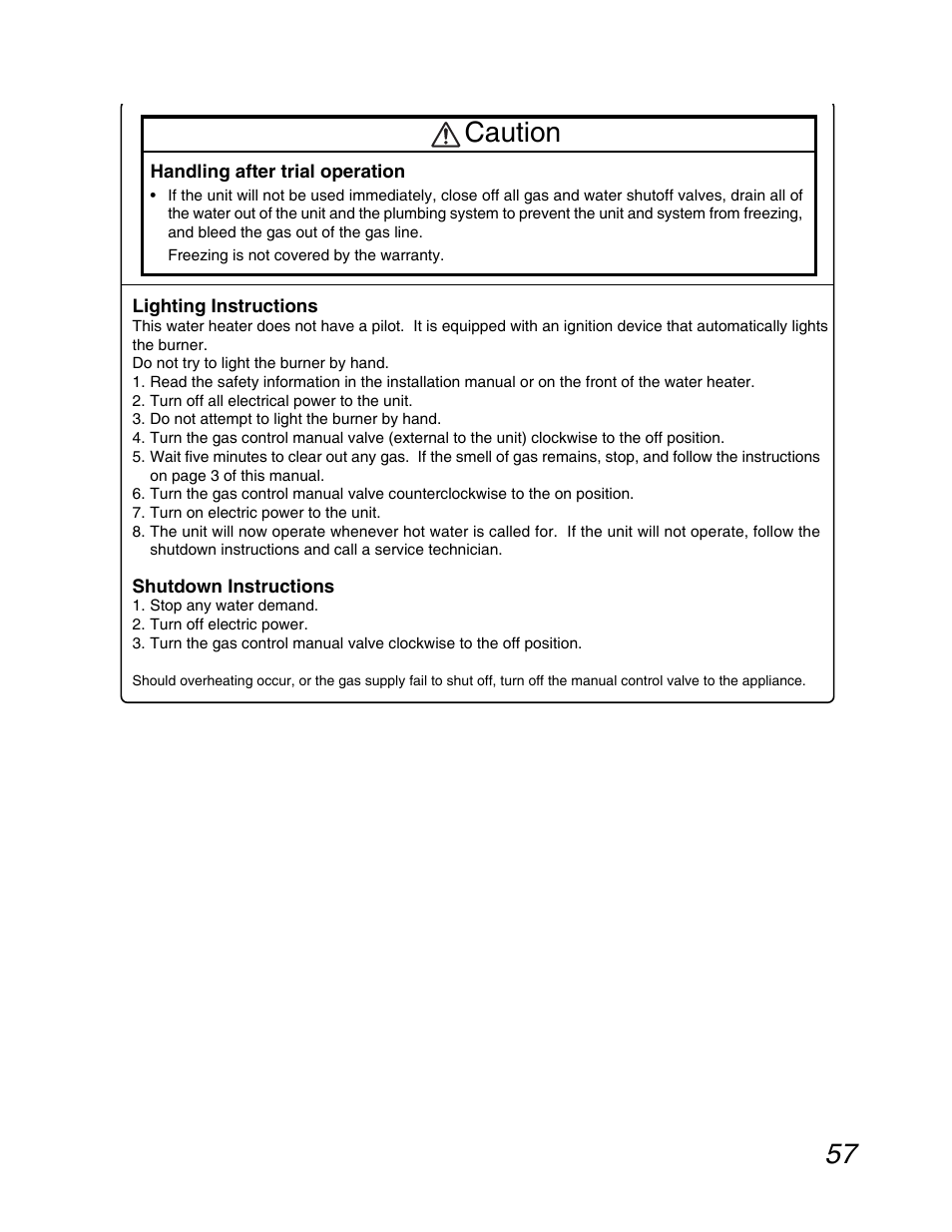 Caution | John Wood Noritz N-069M_N-069S User Manual | Page 57 / 66