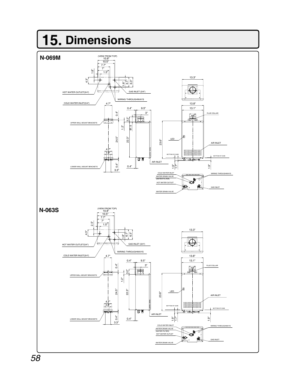 Dimensions | John Wood Noritz N-069M_N-069S User Manual | Page 58 / 66