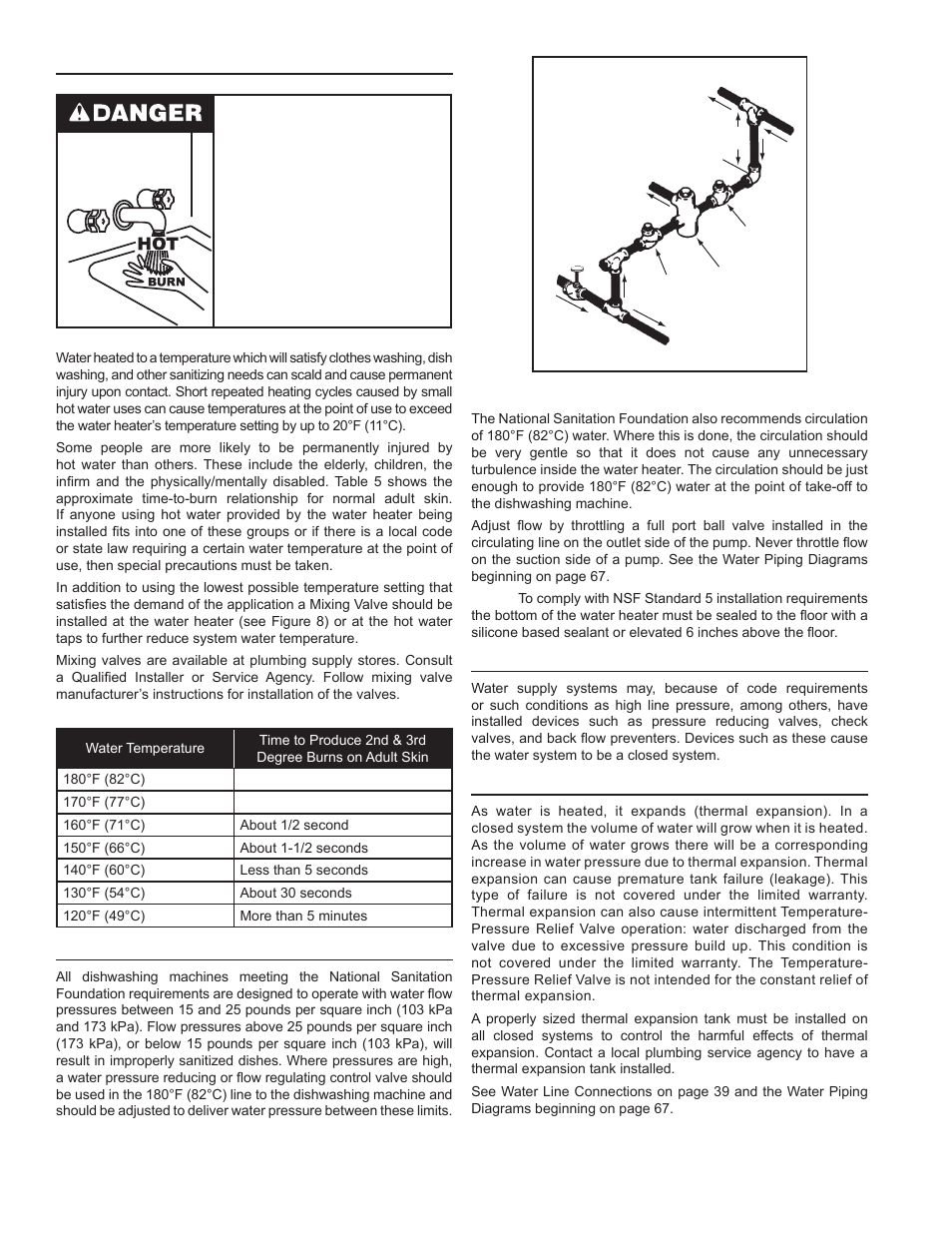 Mixing valves, Dishwashing machines, Closed water systems | Thermal expansion | John Wood Commercial - 300-400K BTU User Manual | Page 14 / 76