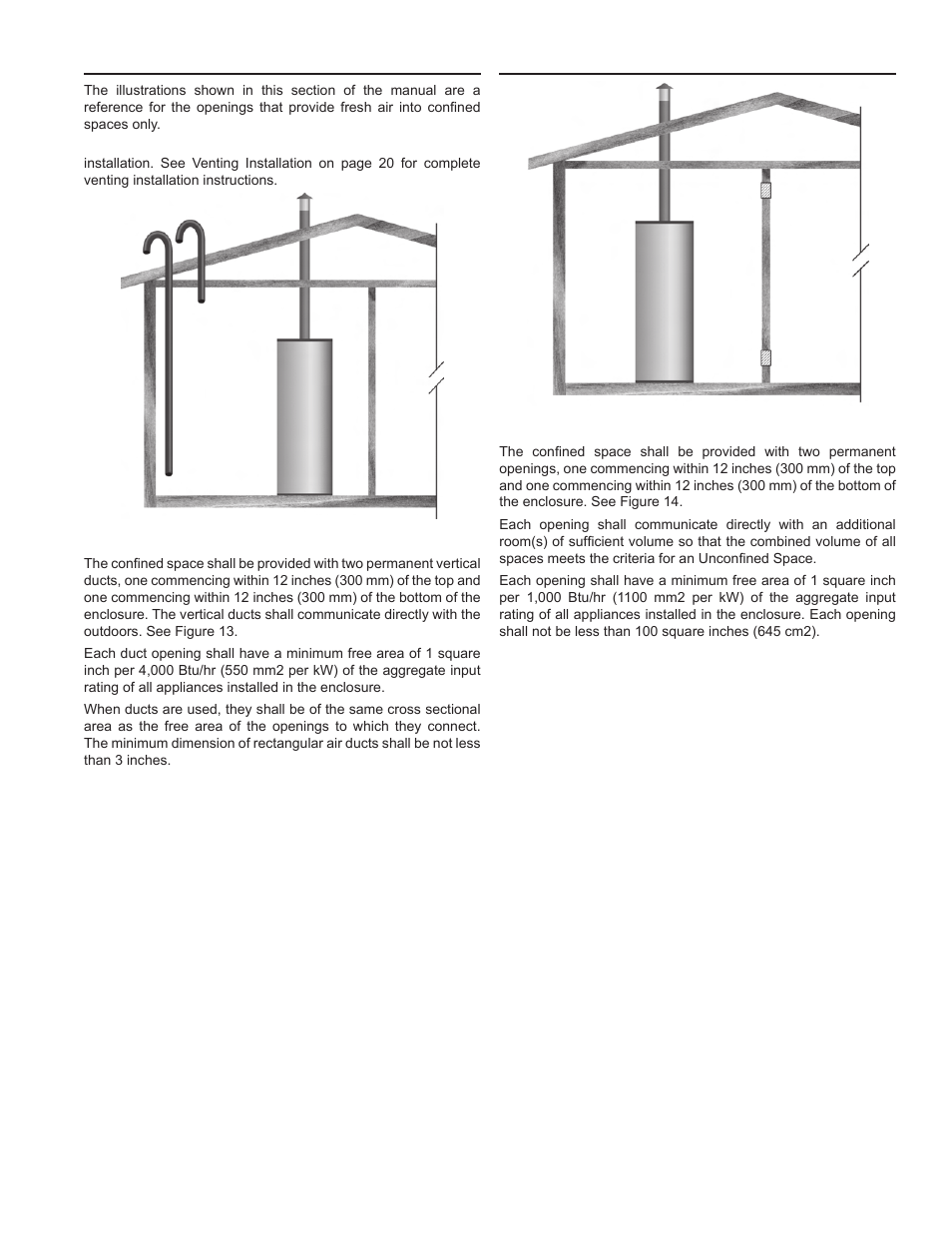 Outdoor air through two vertical ducts, Air from other indoor spaces | John Wood Commercial - 300-400K BTU User Manual | Page 19 / 76