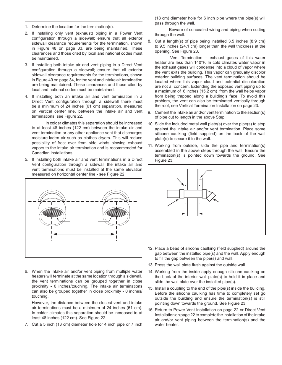 Sidewall termination installation | John Wood Commercial - 300-400K BTU User Manual | Page 25 / 76