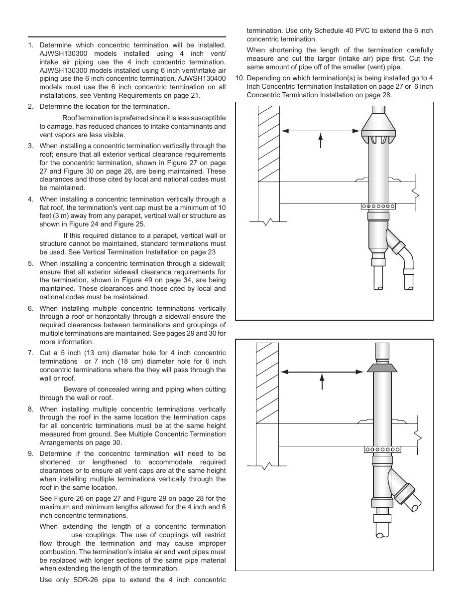 Concentric termination installation, Concentric | John Wood Commercial - 300-400K BTU User Manual | Page 26 / 76