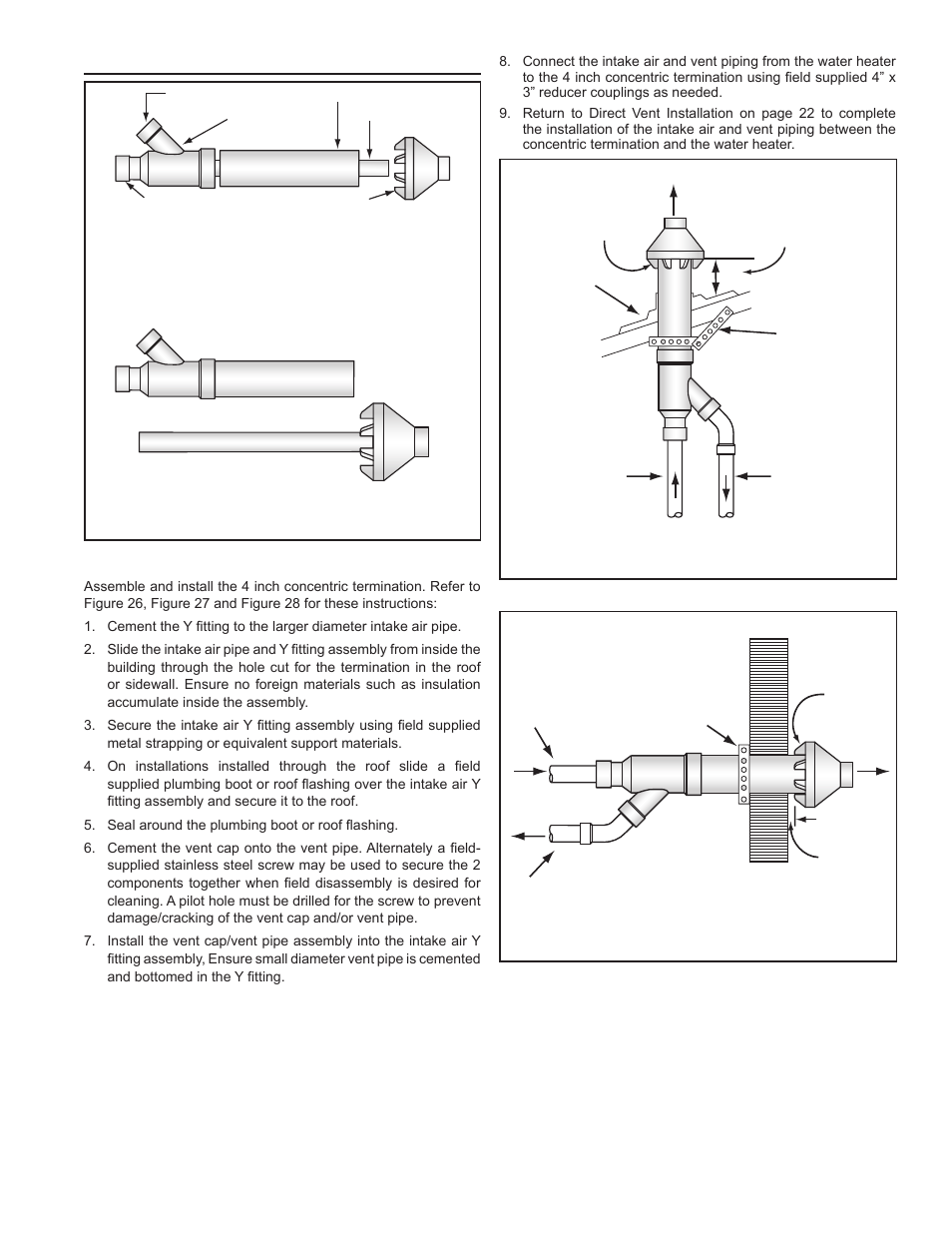 4 inch concentric termination installation | John Wood Commercial - 300-400K BTU User Manual | Page 27 / 76