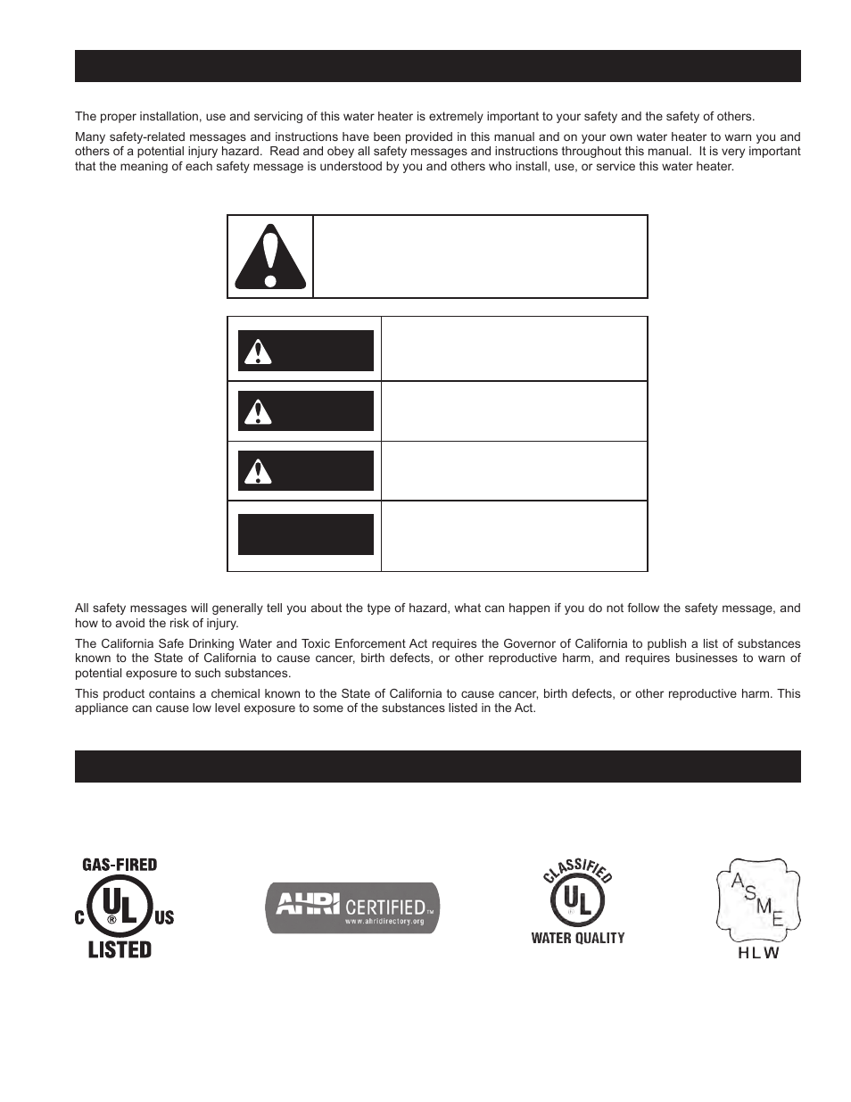 Safe installation, use and service, Approvals, Safe installation, use and service approvals | Danger warning caution caution | John Wood Commercial - 300-400K BTU User Manual | Page 3 / 76