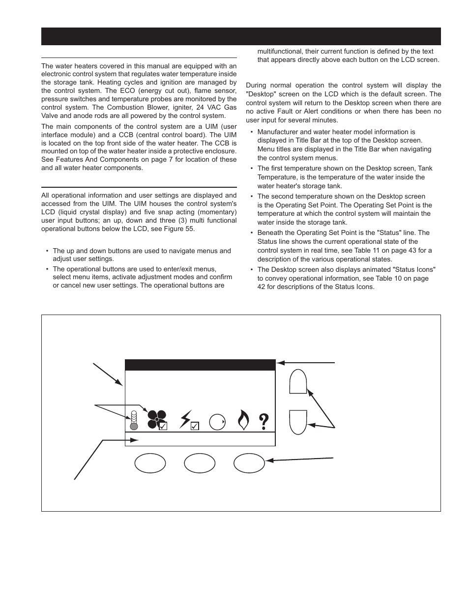 Control system operation, Overview, Control system navigation | Overview control system navigation, Control, Uim (user interface module) | John Wood Commercial - 300-400K BTU User Manual | Page 41 / 76