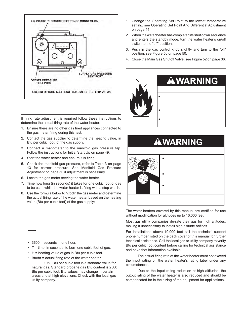 Checking the firing rate, High altitude installations | John Wood Commercial - 300-400K BTU User Manual | Page 51 / 76