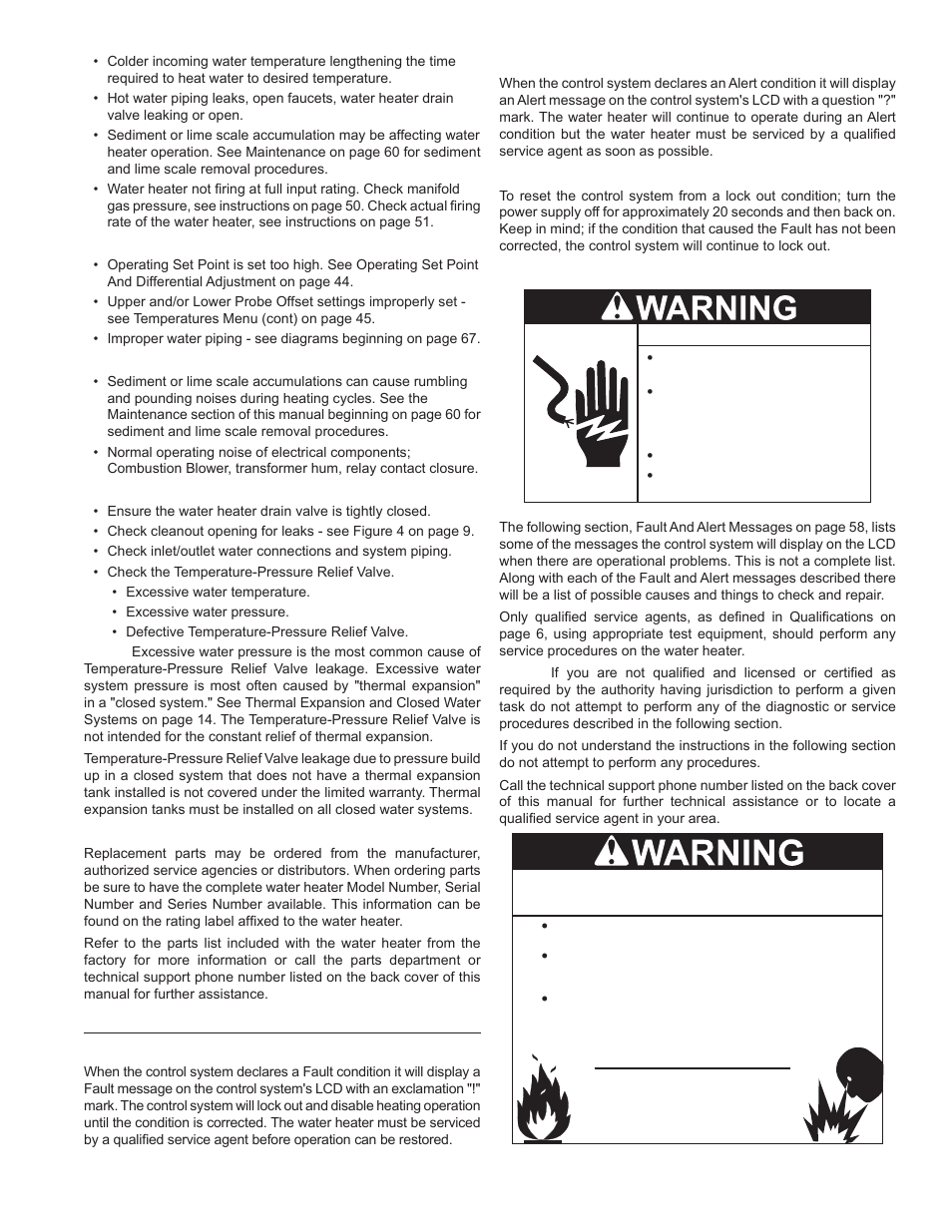 Fault and alert conditions | John Wood Commercial - 300-400K BTU User Manual | Page 57 / 76