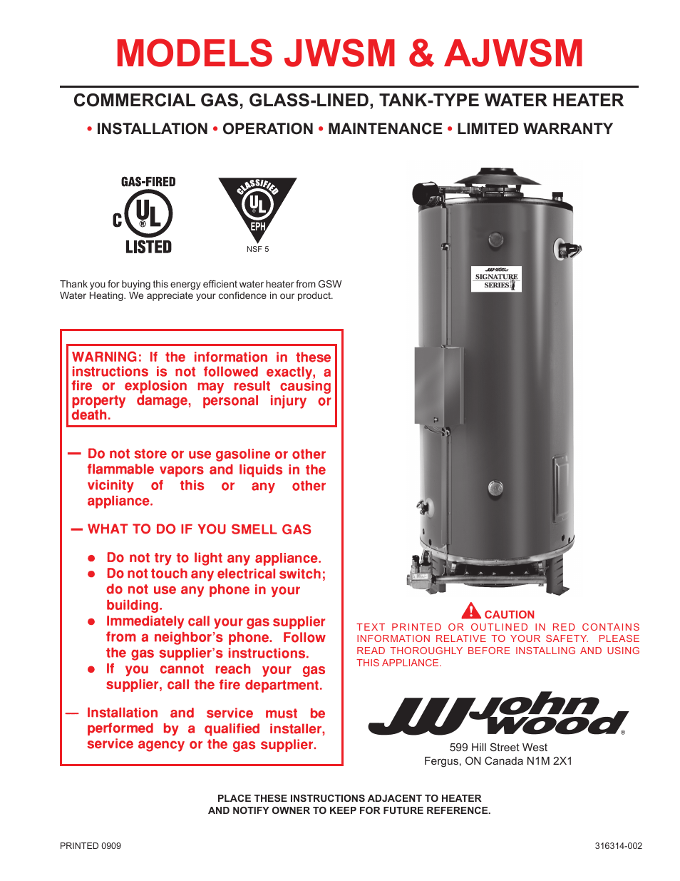 John Wood Commercial Atmospheric Vent - AJWSM User Manual | 34 pages