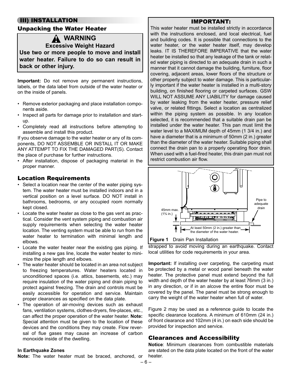 Warning | John Wood Commercial - AJWSC User Manual | Page 6 / 29