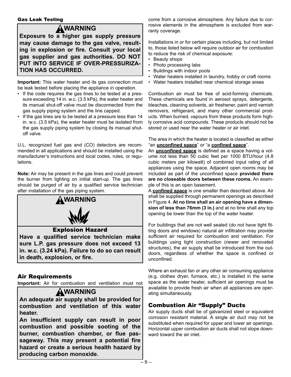 Warning | John Wood Commercial - AJWSC User Manual | Page 9 / 29