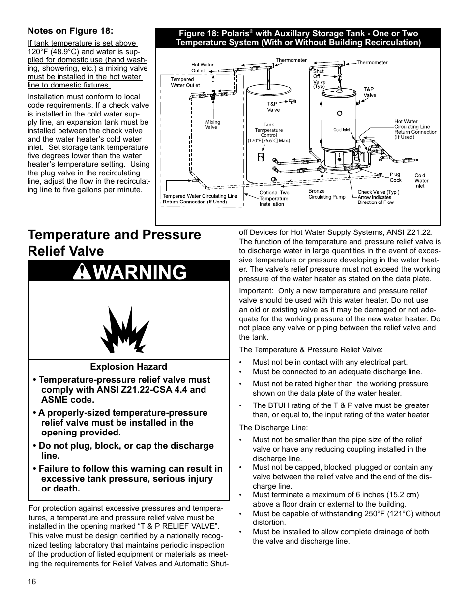 Temperature and pressure relief valve | John Wood Polaris Commercial High-Efficiency User Manual | Page 16 / 32