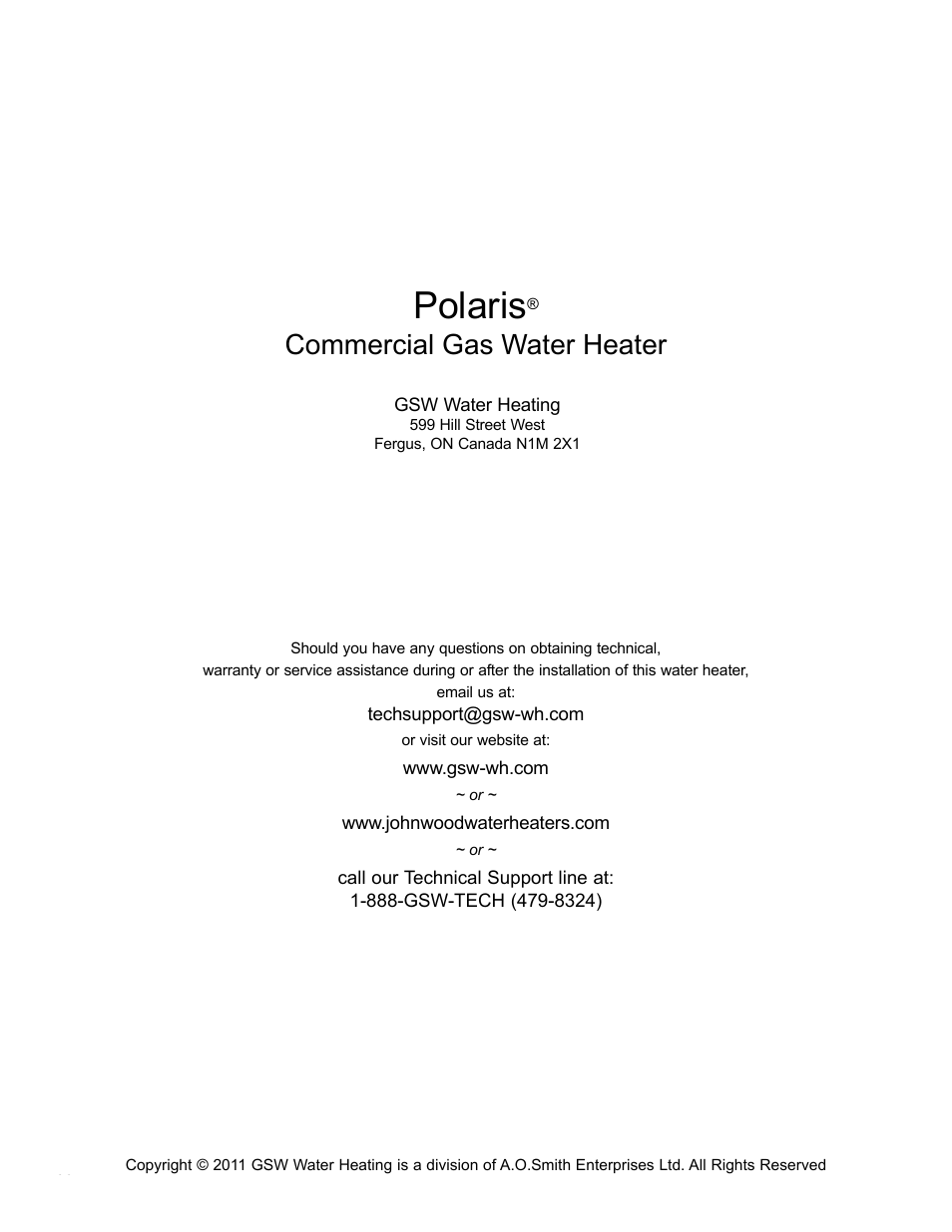 Polaris, Commercial gas water heater | John Wood Polaris Commercial High-Efficiency User Manual | Page 32 / 32