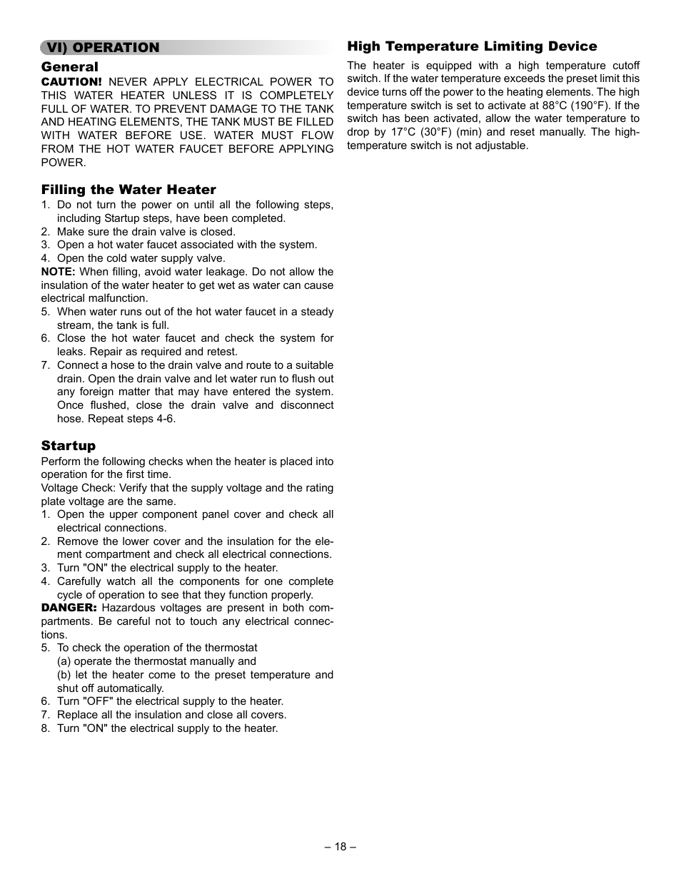 John Wood Commercial Electric Water Heater User Manual | Page 18 / 24