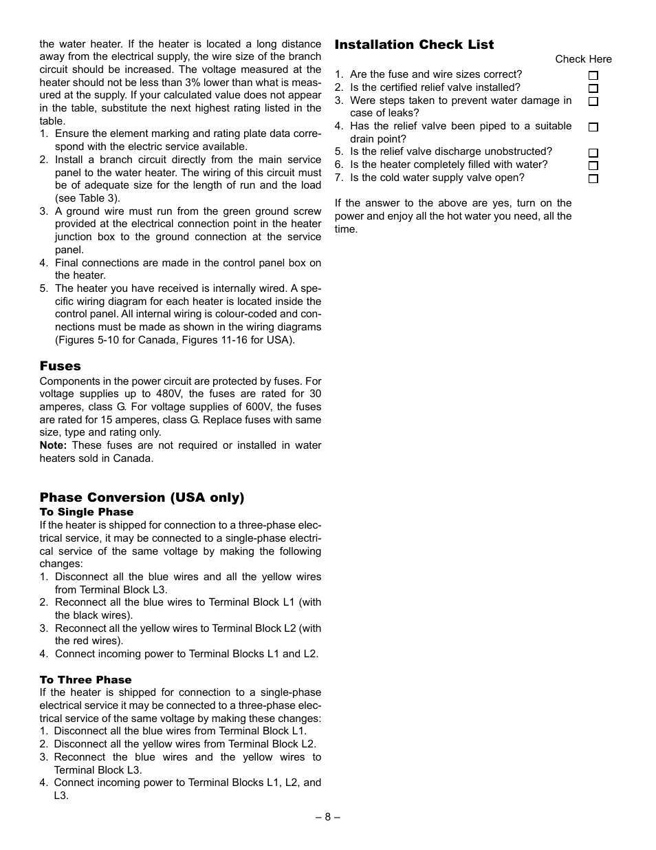 John Wood Commercial Electric Water Heater User Manual | Page 8 / 24