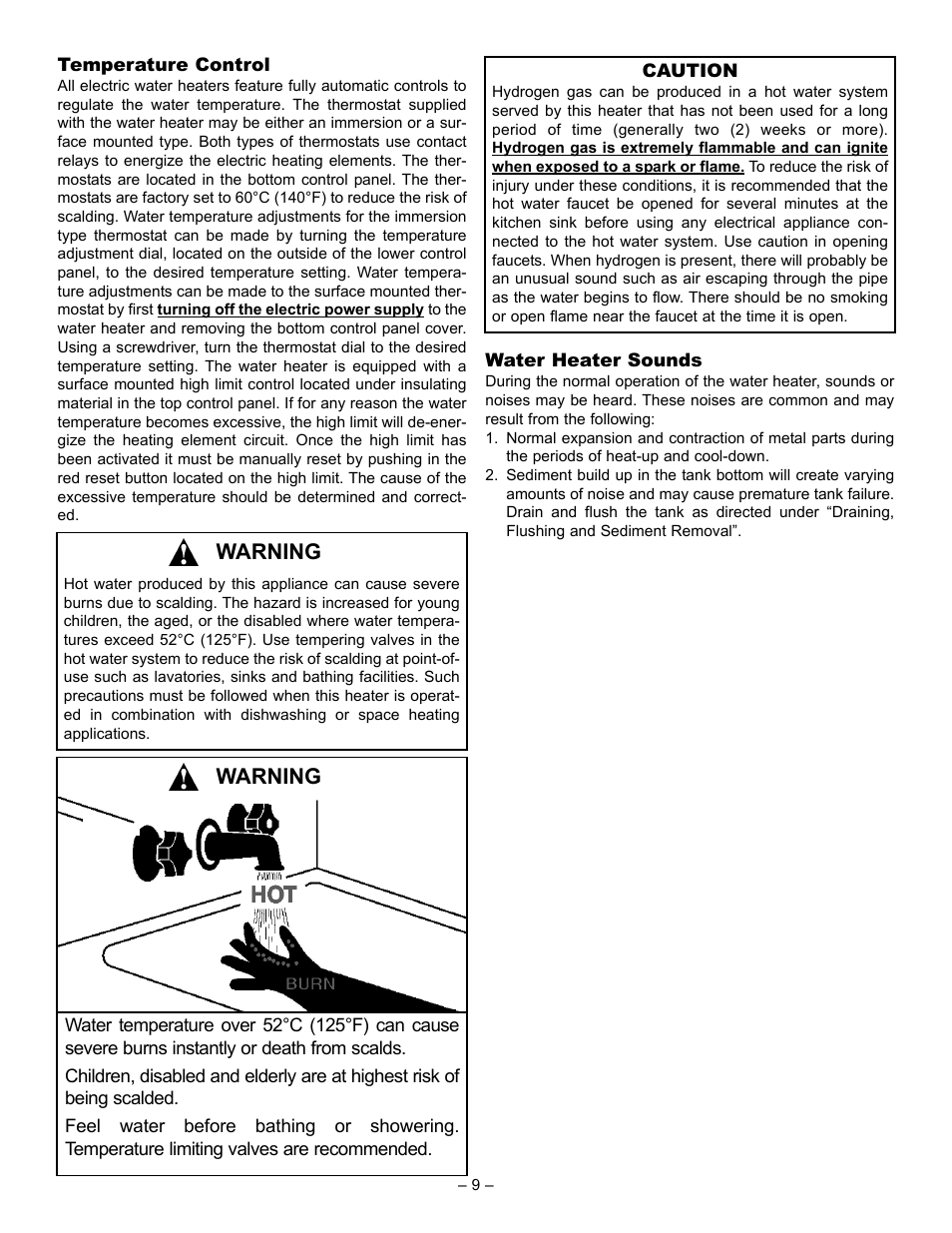 Warning | John Wood Commercial Electric Water Heater User Manual | Page 9 / 24