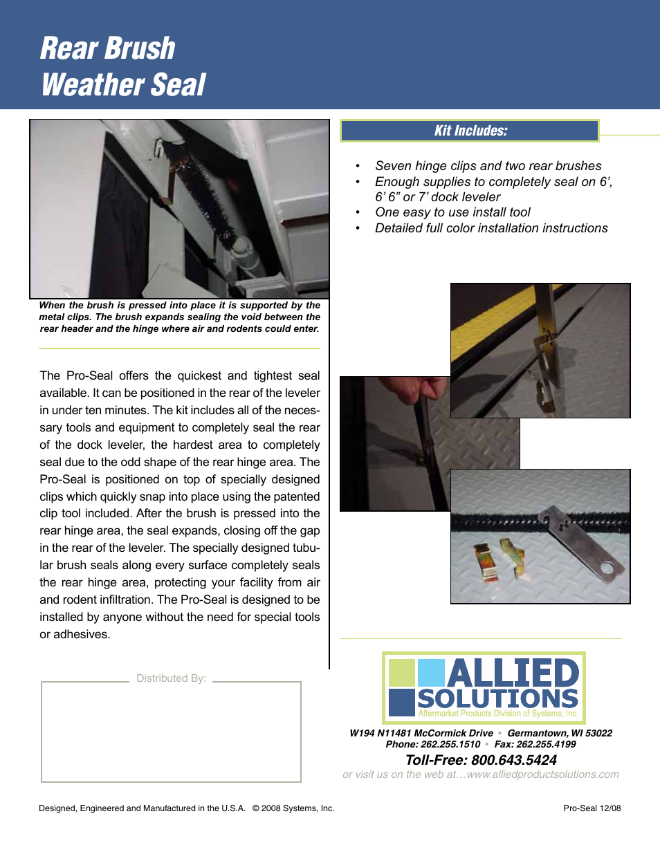 Rear brush weather seal | Allied Solutions Pro-Seal User Manual | Page 2 / 2