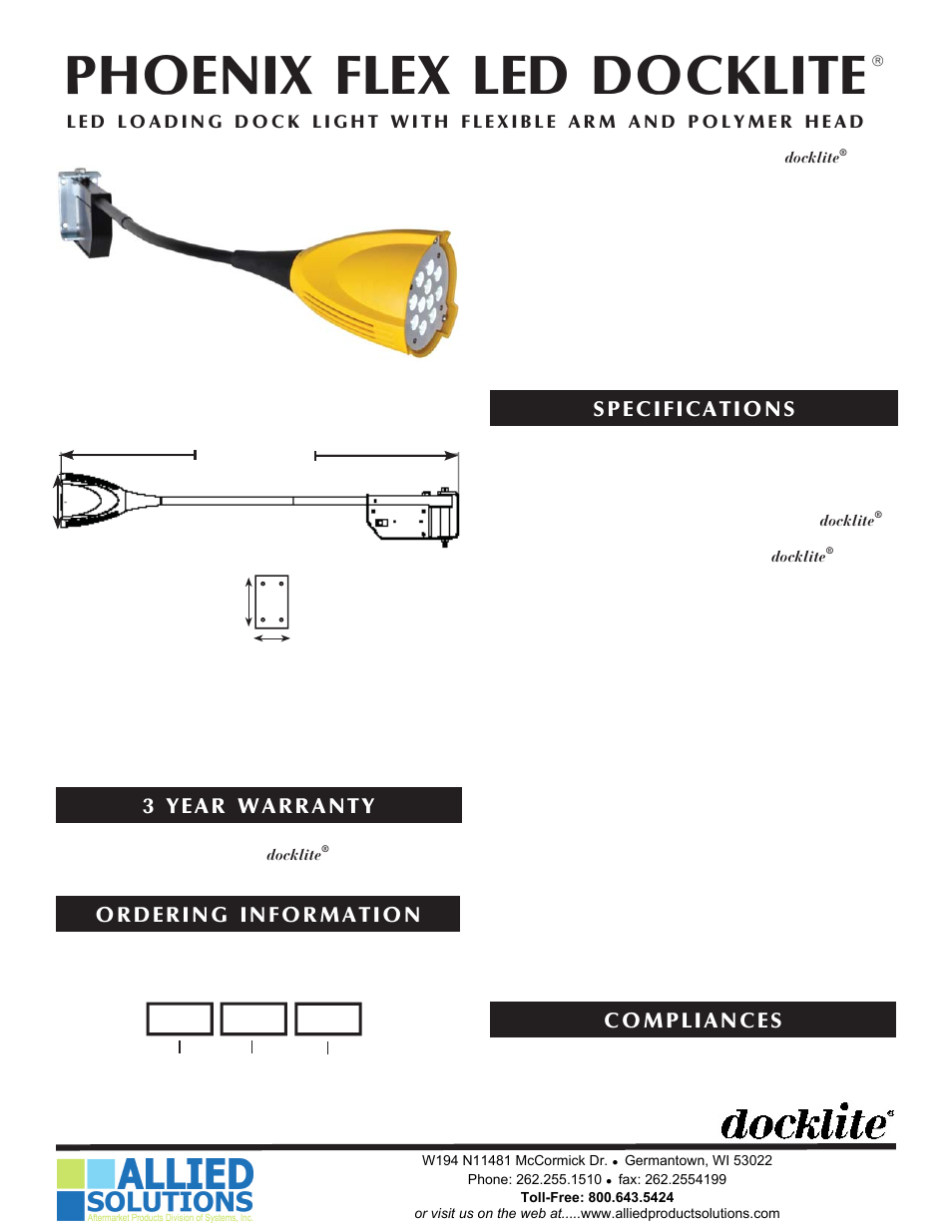 Allied Solutions PHOENIX FLEX LED docklite User Manual | 1 page