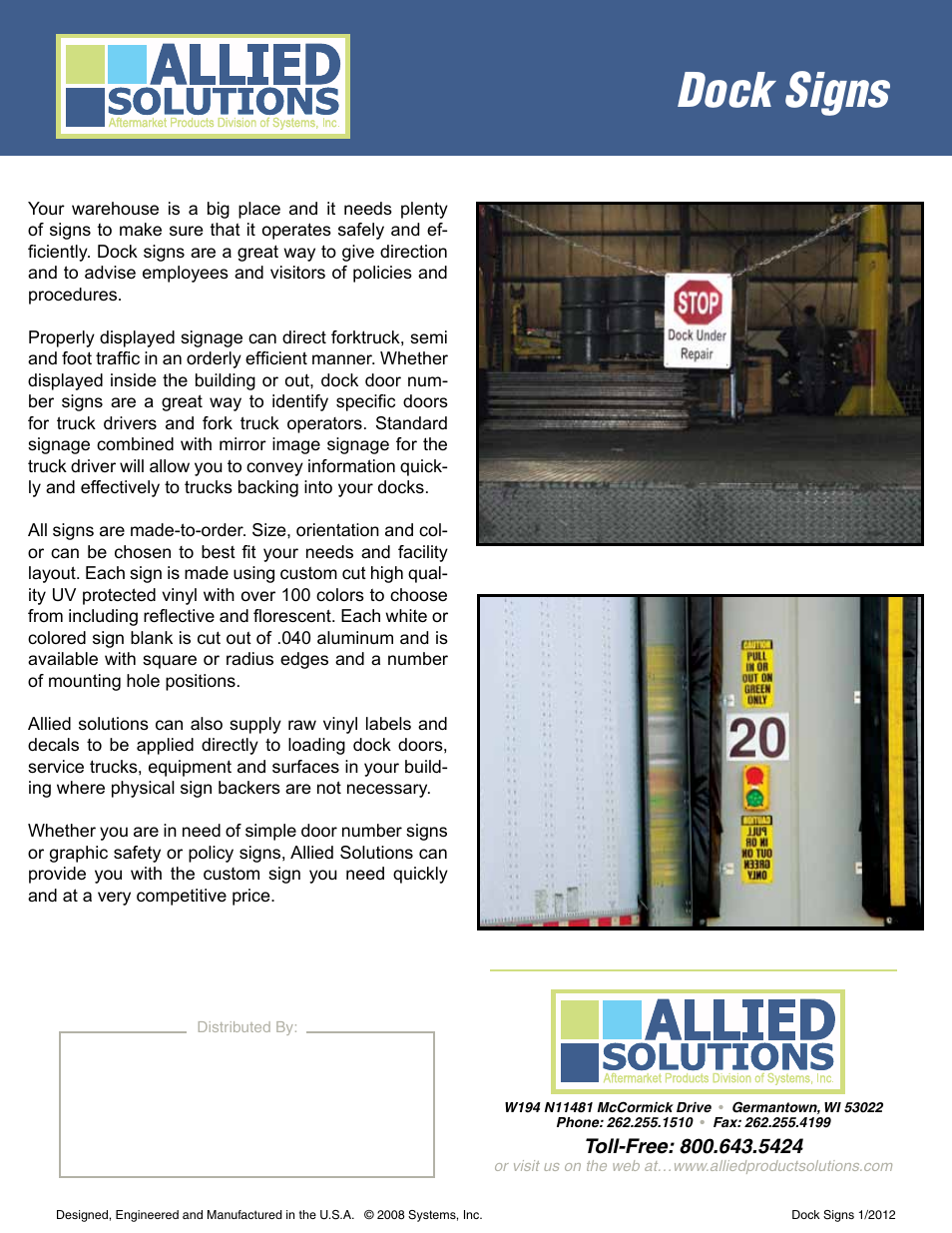 Dock signs | Allied Solutions Dock Signs User Manual | Page 2 / 2