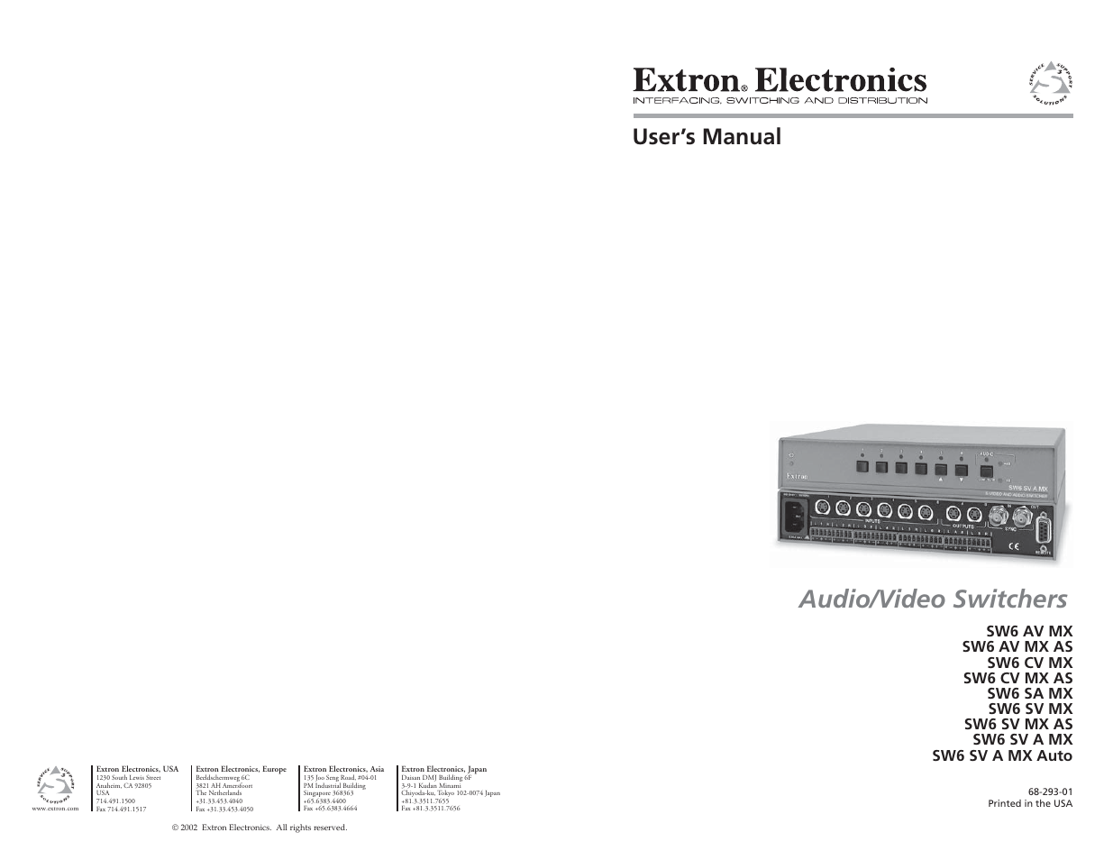 Extron Electronics Audio-Video Switchers User Manual | 21 pages
