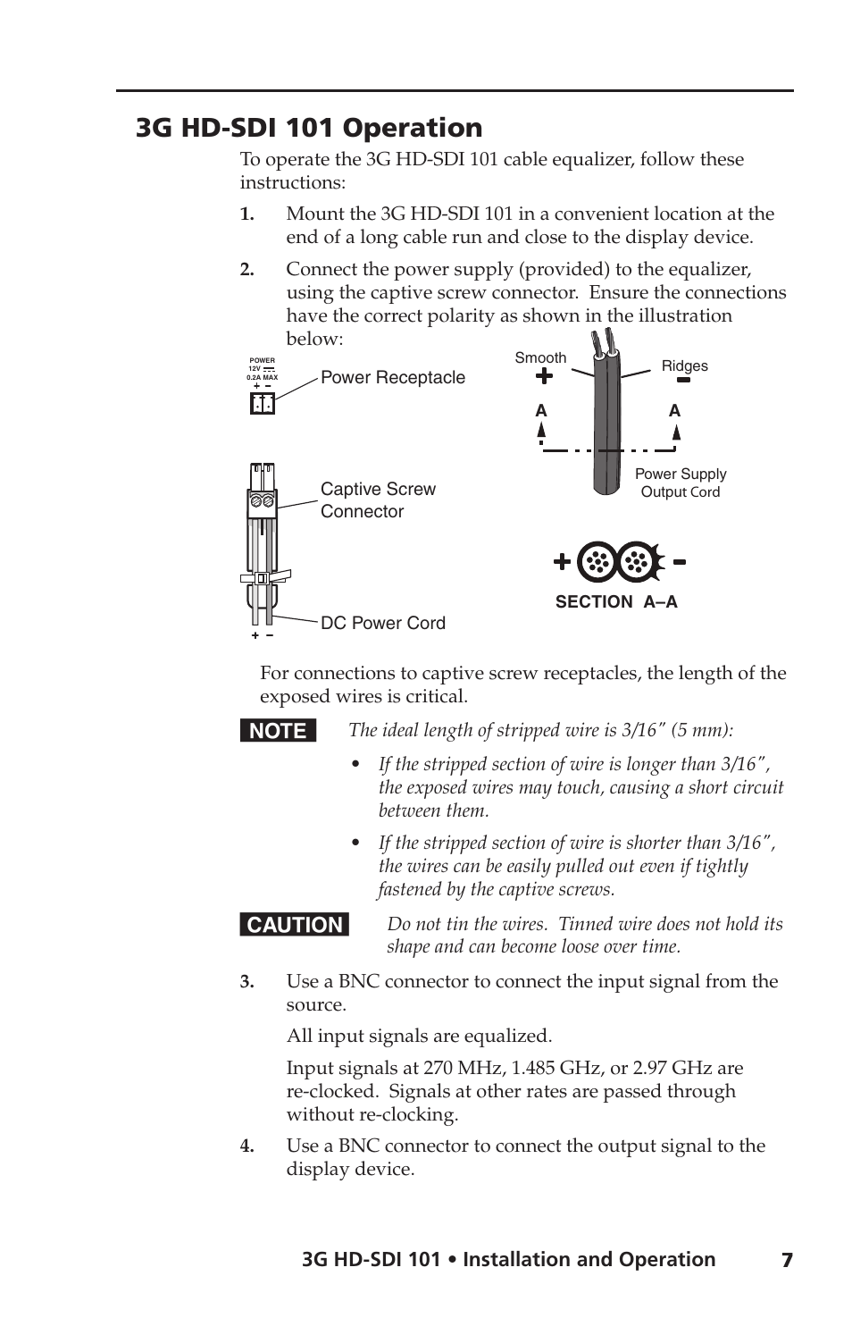 3g hd-sdi 101 operation | Extron Electronics 3G HD-SDI 101 User Guide User Manual | Page 11 / 16