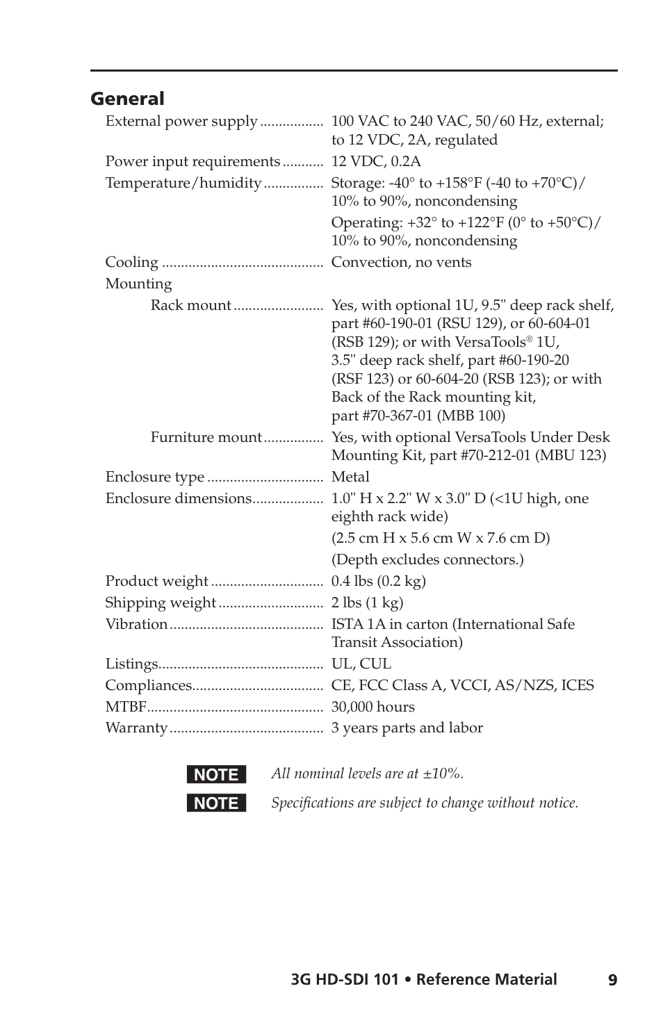 General | Extron Electronics 3G HD-SDI 101 User Guide User Manual | Page 13 / 16