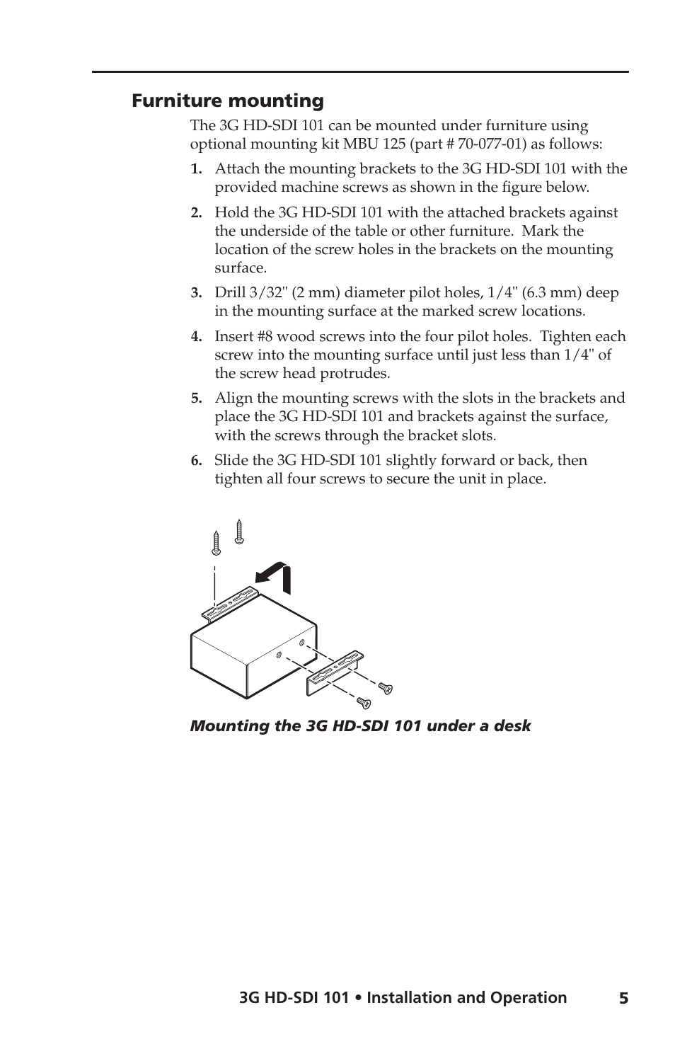 Furniture mounting | Extron Electronics 3G HD-SDI 101 User Guide User Manual | Page 9 / 16