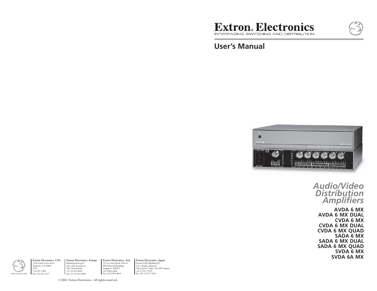 Extron Electronics SVDA 6A MX User Manual | 6 pages