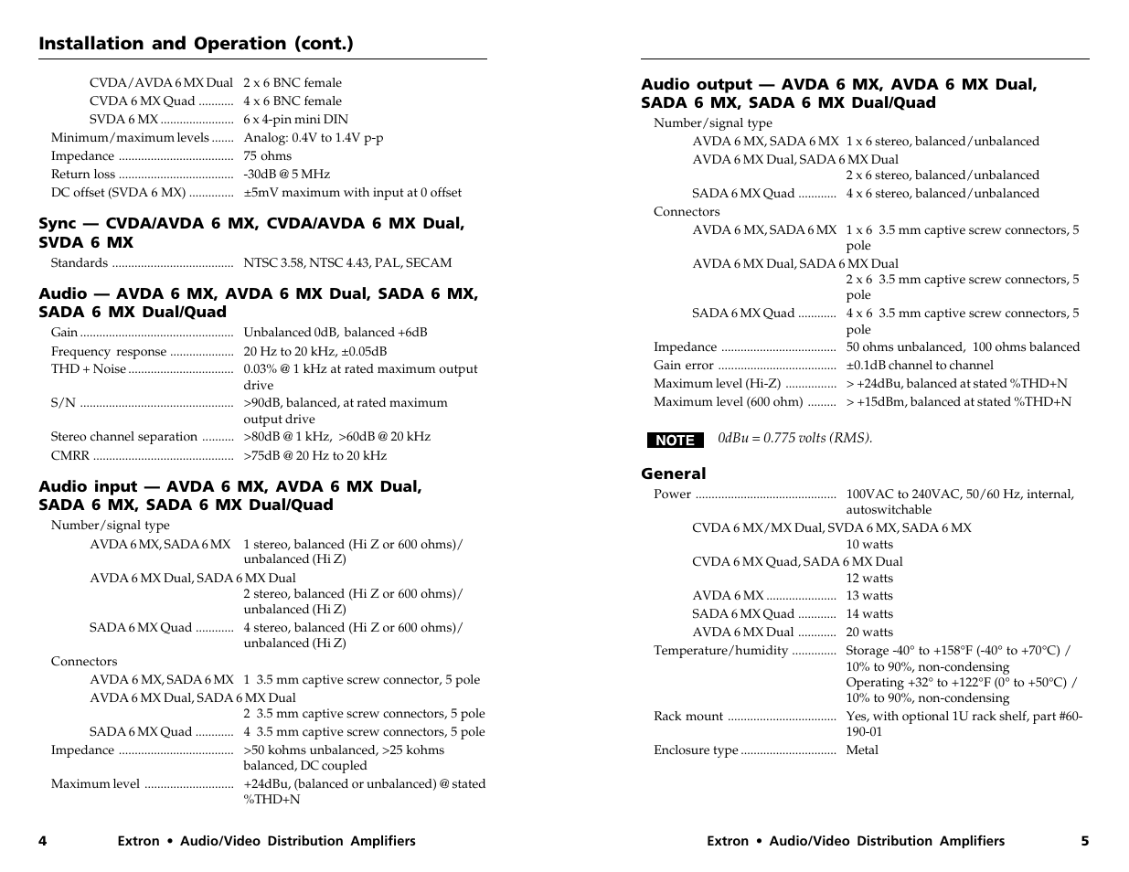 Installation and operation (cont.) | Extron Electronics SVDA 6A MX User Manual | Page 5 / 6
