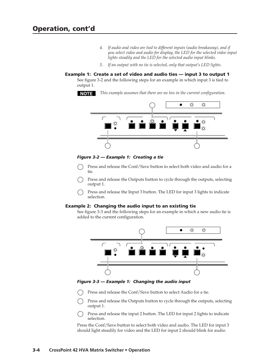 Operation, cont’d, Crosspoint 42 hva matrix switcher • operation 3-4 | Extron Electronics CrossPoint 42 HVA User Manual | Page 20 / 46